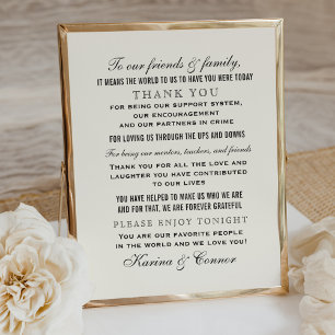 Póster Elegante Agradecimento a Convidados de Casamento e