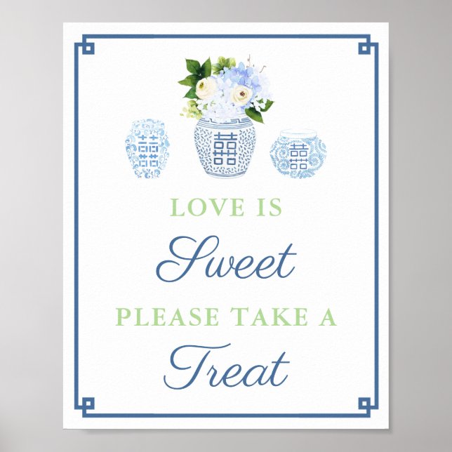 Poster Elegante Amor é Doce Leve Um Presente Chuveiro de  (Frente)