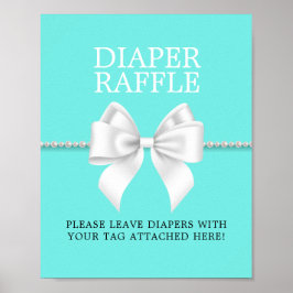 Poster Elegante Aqua Tiffany Chá de fraldas Raffle