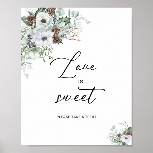 Poster Elegante Aquarela Inverno Anêmonas flores brava (Frente)