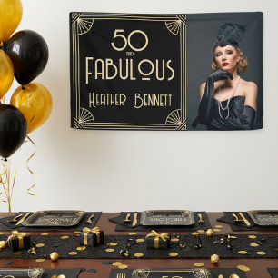 Poster Elegante Art Deco 50 e Fabuloso Aniversário