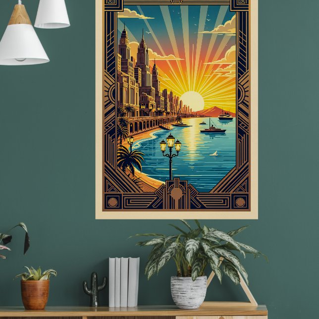 Poster Elegante Art Deco Seaside (Sala de Estar 1)