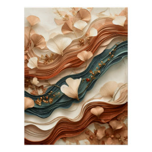 Póster ✨Elegante Arte Abstrata em Camadas de Papel Botâni
