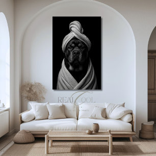 Poster Elegante Arte Canina de "Duke" em Towel Turban