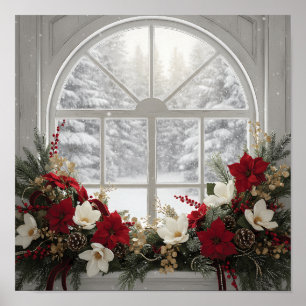 Poster Elegante Arte de Natal para Janela de Inverno Acon