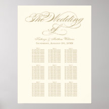 Elegante Assento de Casamento em Marfim com Caligr