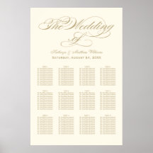 Elegante Assento de Casamento em Marfim com Caligr
