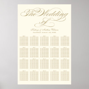 Poster Elegante Assento de Casamento em Marfim com Caligr