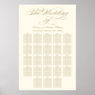 Póster Elegante Assento de Casamento em Marfim com Caligr