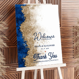 Poster Elegante Azul Marinho Dourado Realeza Bem-Vindo ao