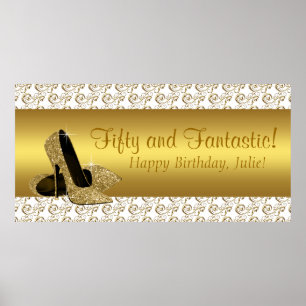 Poster Elegante Banner de Aniversário com Salto Alto Dour