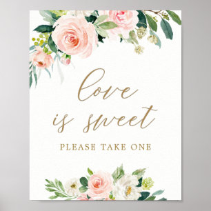 Poster Elegante Beijo de Água Rosa Amor É Doce Tratamento