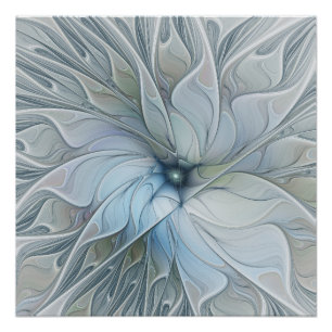 Póster Elegante Beleza Arte Fractal Abstrata Moderna Flor