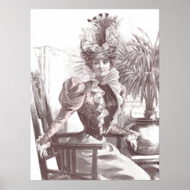 Poster Elegante Belle Epoche Vintage Fashion Lady