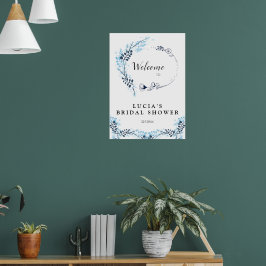 Poster Elegante Bem-Vindo ao Chá de Noiva Floral Monogram