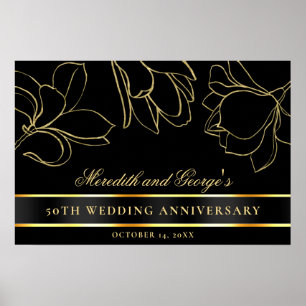 Poster Elegante Black Dourado 50º Aniversário de Casame