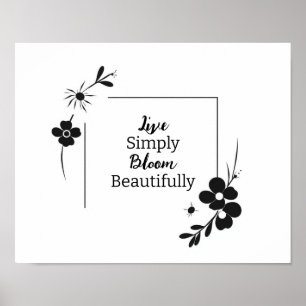 Poster Elegante Black Floral Wall Art Personalizado - Per