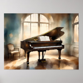 Poster Elegante Black Grand Piano - Música Eterno