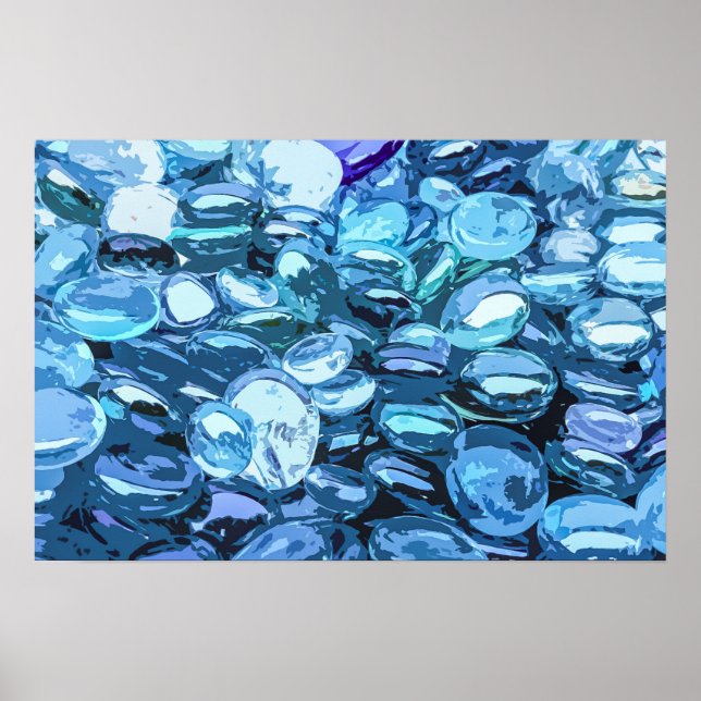 Poster Elegante Blue Glass Pebbles Trabalho de arte | POS (Frente)