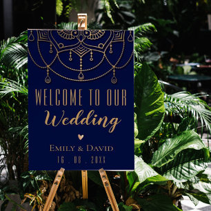 Poster Elegante Blue Indian Traditional Design Welcome