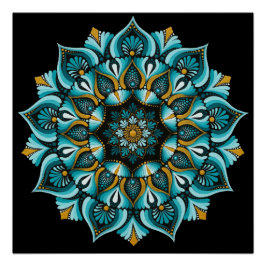Póster Elegante Blue Mandala | Sacred Geometry Boho | Zen