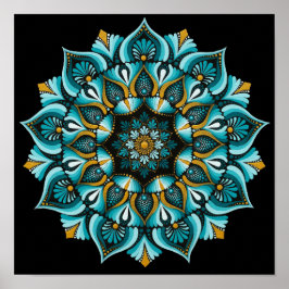 Poster Elegante Blue Mandala | Sacred Geometry Boho | Zen