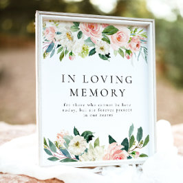 Poster Elegante Blush Pink Floral No Sinal De Memória Ado