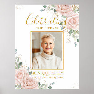 Poster Elegante Blush Rosa Imagem Funeral Memorial