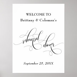 Poster Elegante Boas-vindas ao Sinal de Jantar de Ensaio