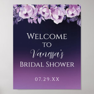Poster Elegante Boas-Vindas de Chuveiro Nupcial Floral Ro