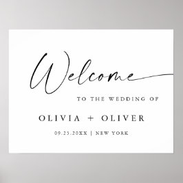 Poster Elegante Boas-Vindas Minimalista Casamento Caligra