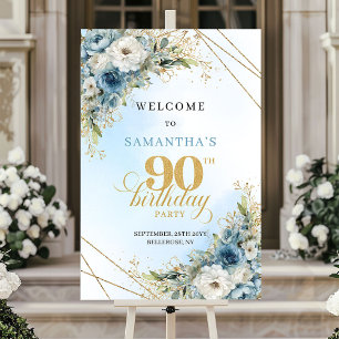 Poster Elegante Boho azul poeirento dourado boas-vindas 9