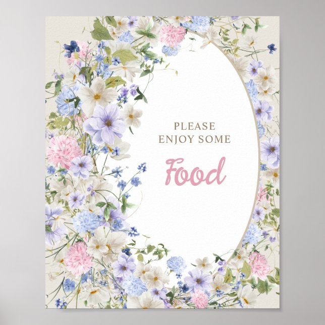 Poster Elegante Boho primavera Wildflower Comida (Frente)