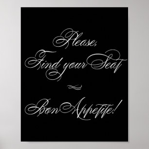 Poster Elegante Bon Appetite White Calliografia Localiz