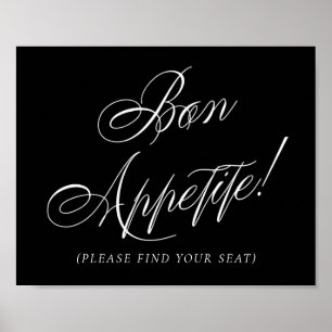 Poster Elegante Bon Appetite White Calliografia   Lugares