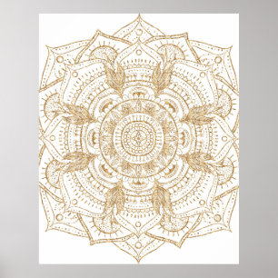 Poster Elegante, branco e Dourado, Design de desenho da m