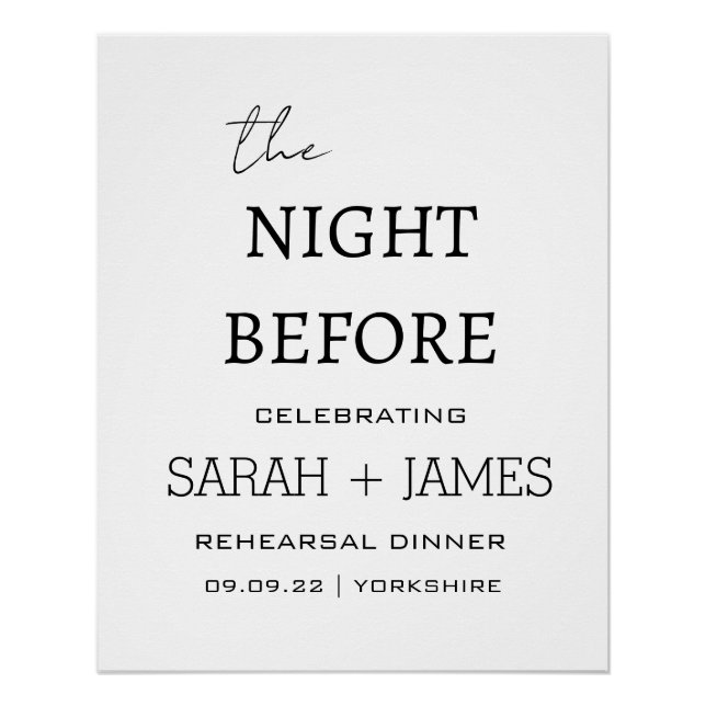 Póster Elegante Branco Na Noite Antes Do Janto De Ensaio (Frente)