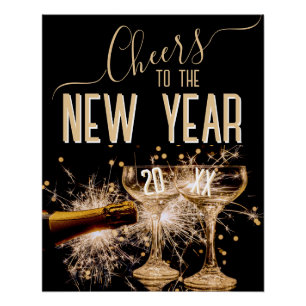 Póster Elegante “Brindes ao Ano Novo”
