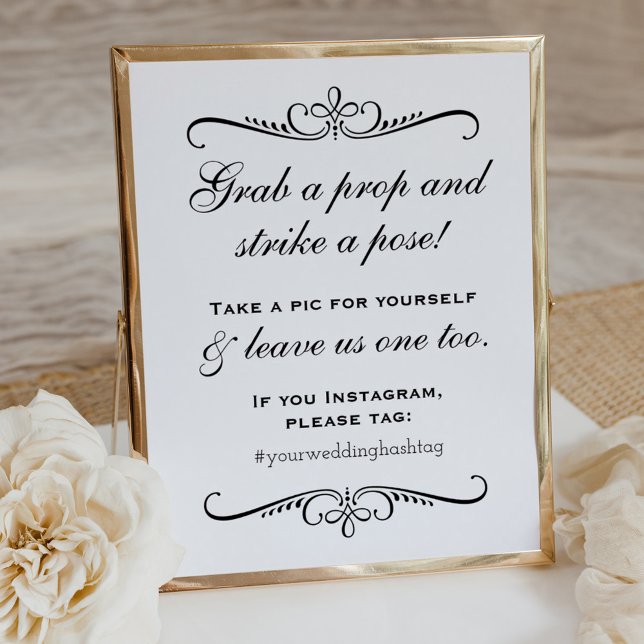 Poster Elegante Cabine de Fotografia de Casamento Preto P (Criador carregado)