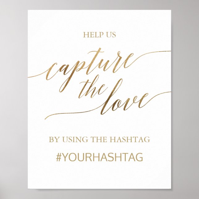 Poster Elegante Caligrafia Dourada Capta o Sinal de Amor (Frente)