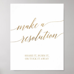 Poster Elegante Caligrafia Dourada Faz Sinal De Resolução