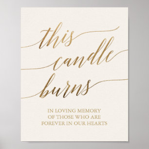 Poster Elegante Caligrafia em Dourado   Sinal de Vela de 