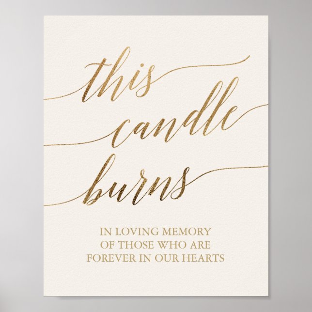 Poster Elegante Caligrafia em Dourado | Sinal de Vela de  (Frente)