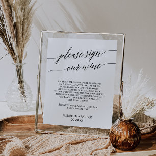 Poster Elegante Caligrafia Negra Sinal de Vinho