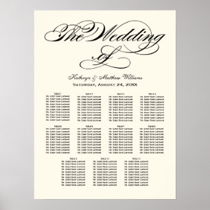 Póster Elegante Caligrafia Preta Assento de Casamento em