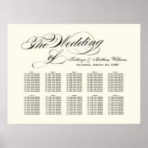 Elegante Caligrafia Preta Assento de Casamento em 