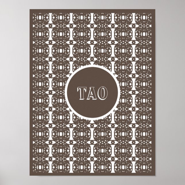 Poster Elegante Caligrafia Tao Marrom e Branco (Frente)