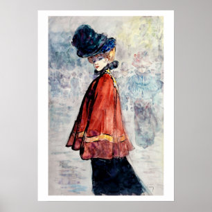 Poster Elegante capa vermelha pintura por Henry Somm