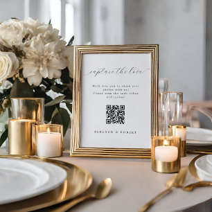 Poster Elegante Capture o Código QR de Amor Imprimível