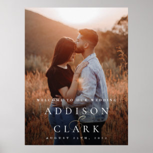 Poster Elegante Cartão de Boas-vindas de Casamento com Fo